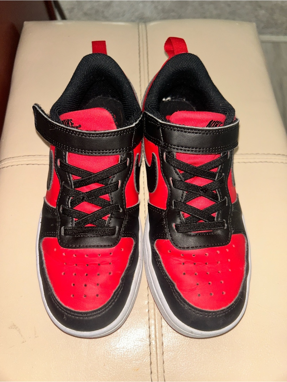 Nike Kids Red and Black Hook-and-Loop Sneakers